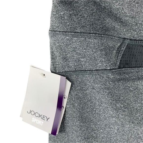Jockey Sport Heathered Gray with Black Mesh Panels Runners Leggings Size Medium - Picture 3 of 8